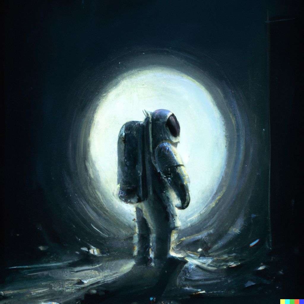 an astronaut, by Drew Struzan